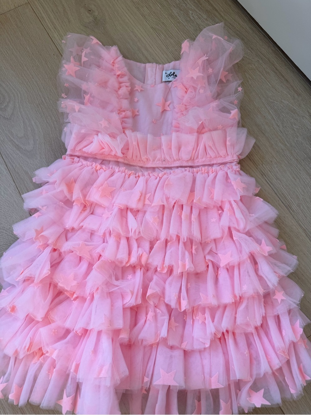 Lola + The Boys Pink Star Ruffle Tulle Formal Dress
